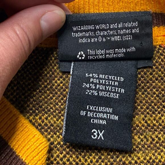 Harry Potter Hufflepuff Tank Top Womens 3X Plaid Knit Embroidered House Crest - Picture 6 of 8